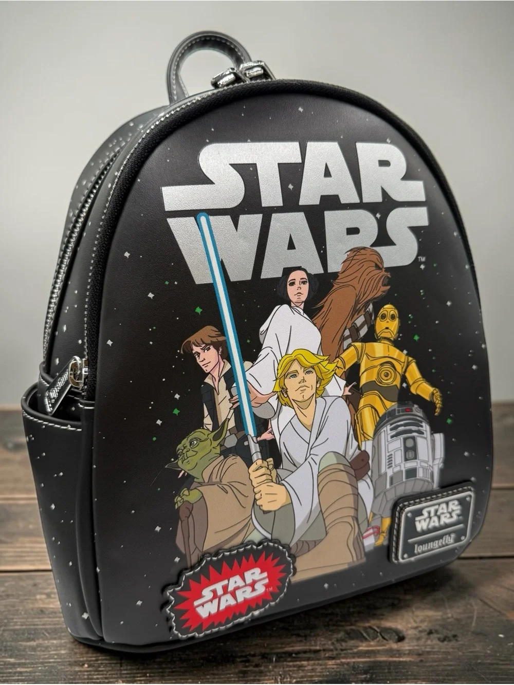 NWT STAR WARS LOUNGEFLY DP CELEBRATE THE SAGA GLOW IN THE DARK MINI BACKPACK
